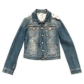 Pinko Blue Cotton Denim Jacket Slim Fit Blue