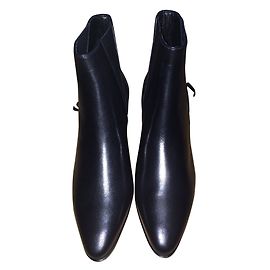 Saint Laurent Black Leather Western Ankle Boots Black