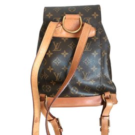 Louis Vuitton-Backpack Montsouris MM Canvas Monogram-Brown,Golden