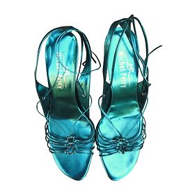 Michel Perry Laminato leather sandals green Green