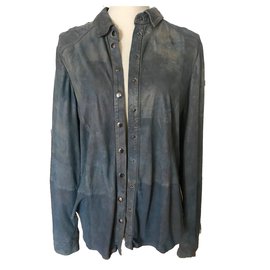 Goosecraft-Camicia in camoscio-Blu