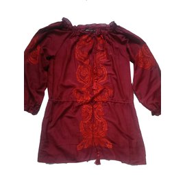 Camicetta Antik Batik Aroma in seta e cotone rosso Rosso Bordò