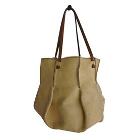 Autre Marque-Henry Cuir for Barneys New York Bucket Tote Bag-Brown,Yellow