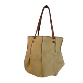 Autre Marque-Henry Cuir for Barneys New York Bucket Tote Bag-Brown,Yellow