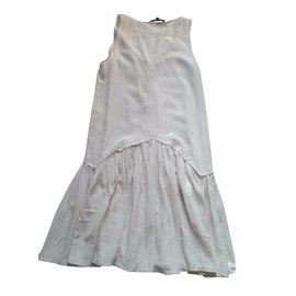 Maje Mozart Silk Dress Cream M Cream