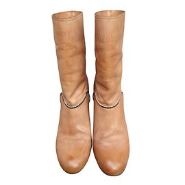 Botas Chloé de couro rosa bege Rosa Bege