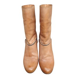 Chloé Leather Ankle Boots Pink Beige Pink Beige