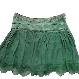 Falda corta Sandro Romance de seda verde y encaje Verde