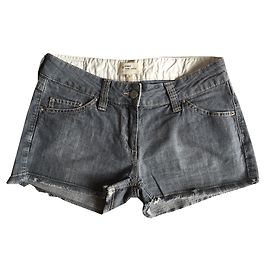 Short en denim gris à franges Isabel Marant Etoile Gris