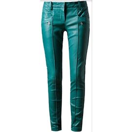 Balmain Lederhose Hose Grün