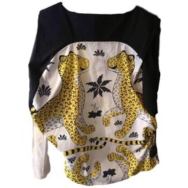 Hermès-Top Drape Sans Manches inprime Leoparden-Mehrfarben 
