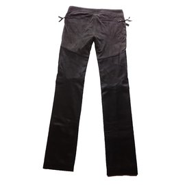 Just Cavalli-Pantalones de cuero Just Cavalli, Tamaño IT38 ( XS).-Negro