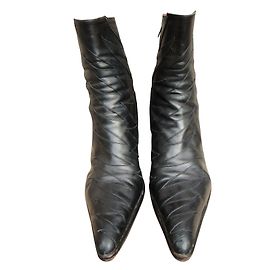 Free Lance Black Leather Ankle Boots Size 38 Black