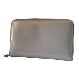 Christian Dior Wallet Pink Beige Patent Leather Pink Beige