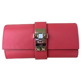Clutch Hermès Médor 23 em couro Tadelact rosa Rosa