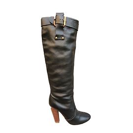 Botas de cano alto em couro preto Chloé Preto