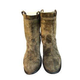 Acne Jeans Stiefeletten Khaki Wildleder Khaki