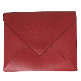 Superbe Pochette enveloppe Hermès en cuir bicolore ! Rouge Vert