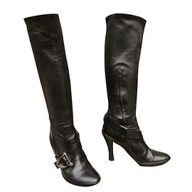 Botas Céline de piel negra Talla 39 Negro