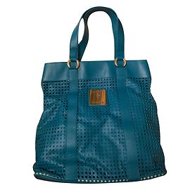 Trussardi Leather Handbag Blue Turquoise Blue