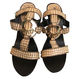 Fendi Leather Sandals Brown Beige Size 35 Brown Beige