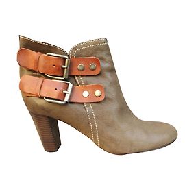 Botas de tornozelo em couro Chloé cáqui Caqui