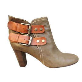 Botines de cuero Chloé caqui Caqui