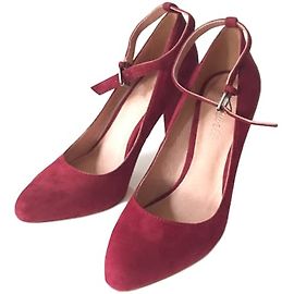 Madewell Cara suede ankle strap heels Dark red