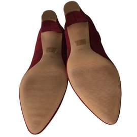 Madewell-Cara suede ankle strap heels-Dark red