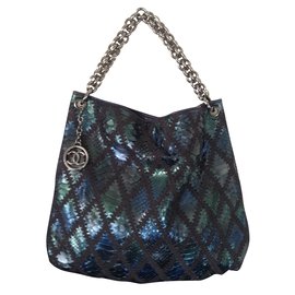 Chanel Python Tote Bag Blau Blau