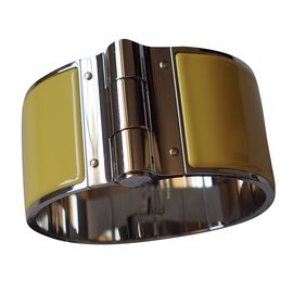 Hermès-wide bracelet HERMES in plain enamail size XL-Yellow