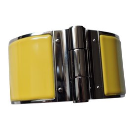 Hermès-pulseira larga HERMES na planície enamail tamanho XL-Amarelo