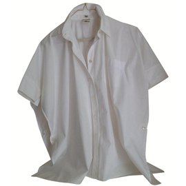 Hermès-Bluse im Hermes-Poncho-Stil an den Seiten-Weiß
