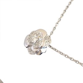 Chanel-Pendentif Camélia et sa chaine en or blanc et diamants-Métallisé