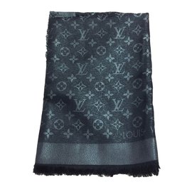 Louis Vuitton-Sciarpe di seta-Nero,Argento,Metallico
