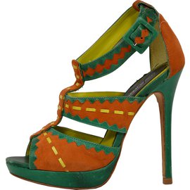 Autre Marque-Cosmoparis Sandals-Green,Orange