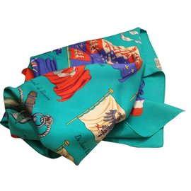 Hermès-Silk scarves-Red,Blue,Green