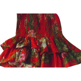 Isabel Marant Etoile-jupe smocks et volants-Multicolore