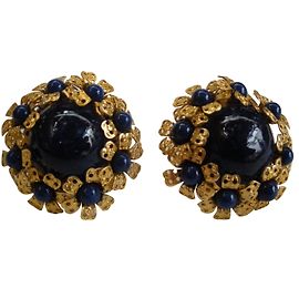 Autre Marque Vintage Earrings (not signed) Navy blue