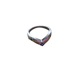 Autre Marque 18ct White Gold Wishbone Sapphire and Ruby Ring Size 57 Blue