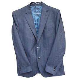 Carven Wool Blazer Jacket Dark Grey Red Stripes Dark grey