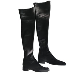 Prada-Thigh boots black lamb-Black