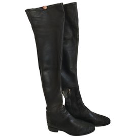 Prada-Thigh boots black lamb-Black