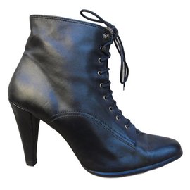 Apc Black Leather Ankle Boots Black