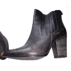 Pepe Jeans Black Leather Ankle Boots Black