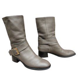 Botines Chloé de piel gris Gris