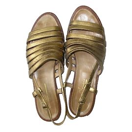 Autre Marque Gold Leather Sandals 39 Golden