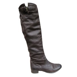 Prada-Bottes-Marron foncé