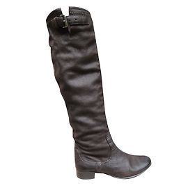 Stivali Prada in pelle marrone scuro Marrone scuro