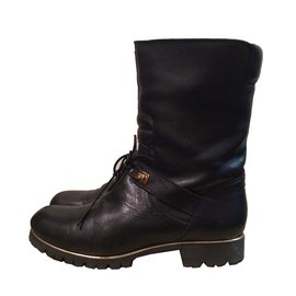 Sergio Rossi Black Leather Boots Black